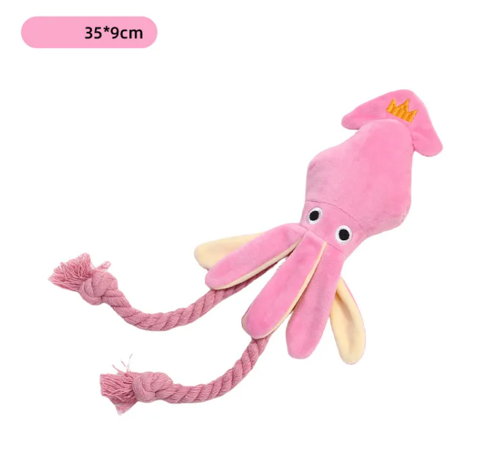 Squeaky Squid Rope Plush