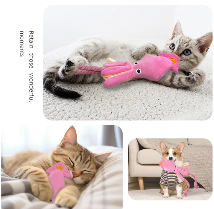 Squeaky Squid Rope Plush