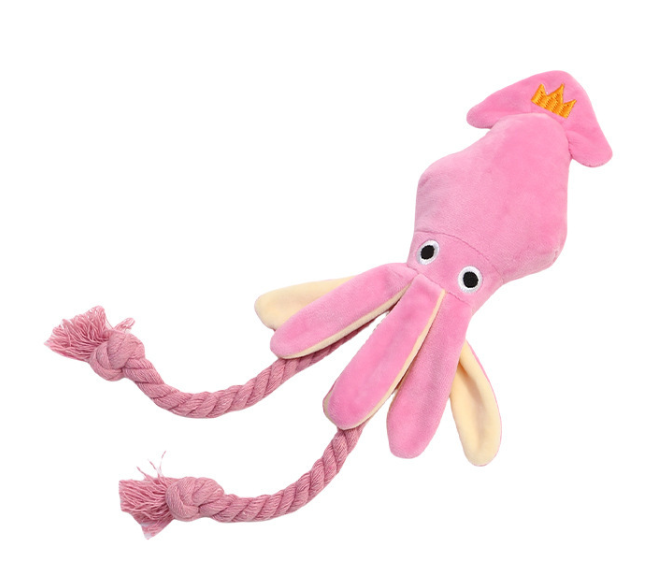 Squeaky Squid Rope Plush