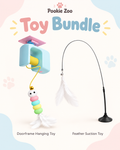 Two Cat Toys Bundle: Hanging Feather Cat Toy and Toy Cat Teaser Stick together