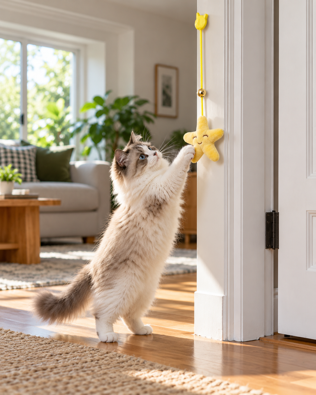 Hanging Feather Cat Toy with Bells