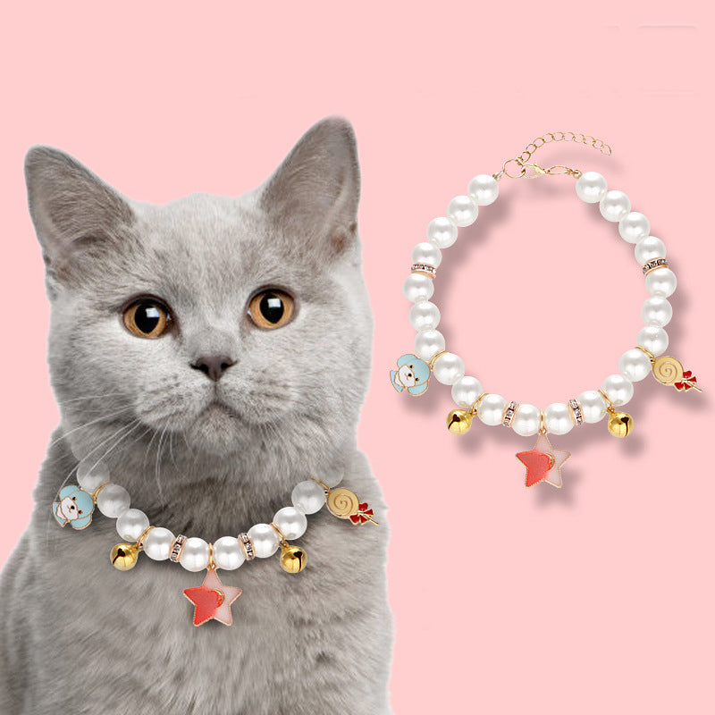 Pearl Charm Cat Collar
