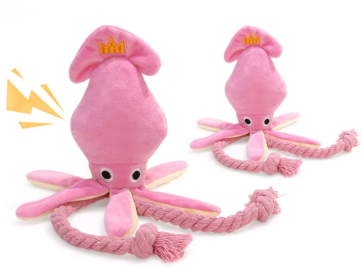 Squeaky Squid Rope Plush