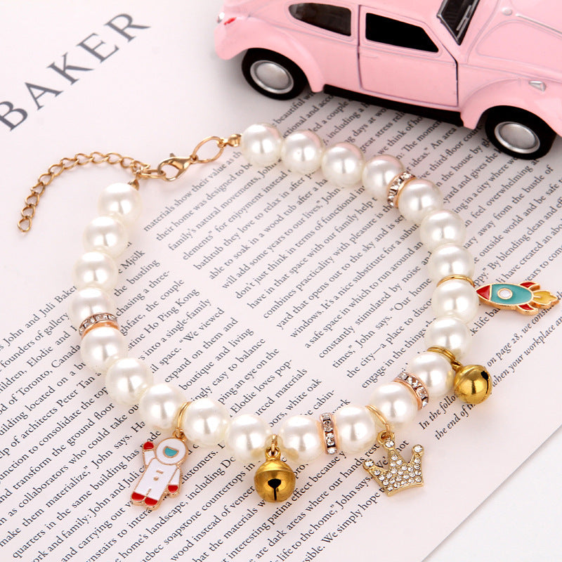 Pearl Charm Cat Collar