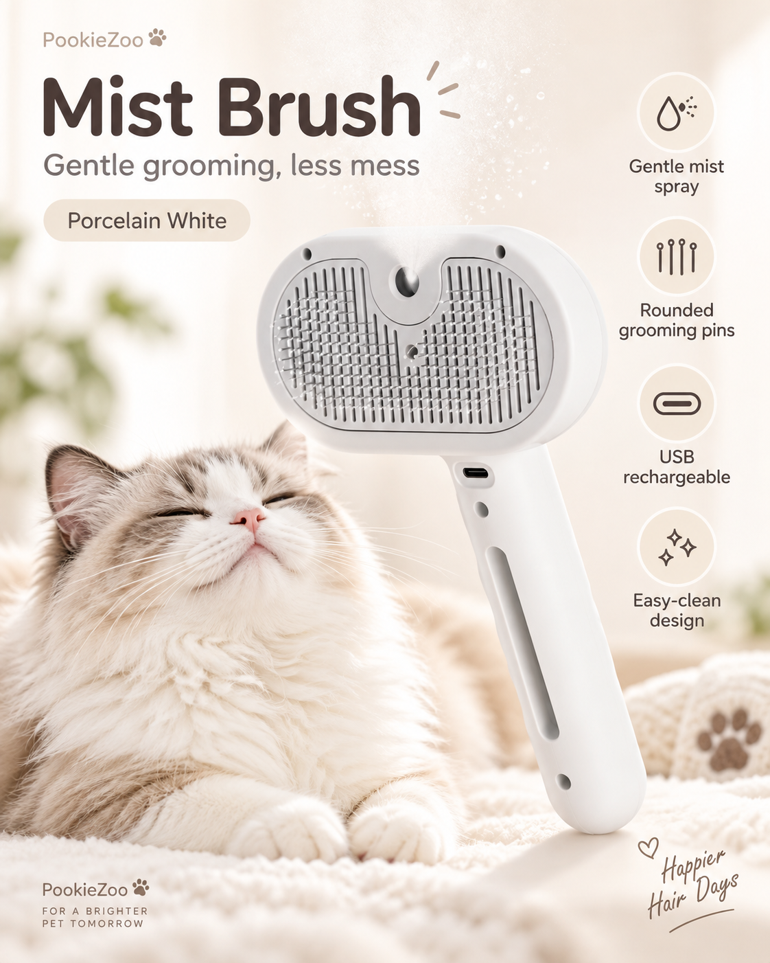Mist Grooming Brush in Purple
