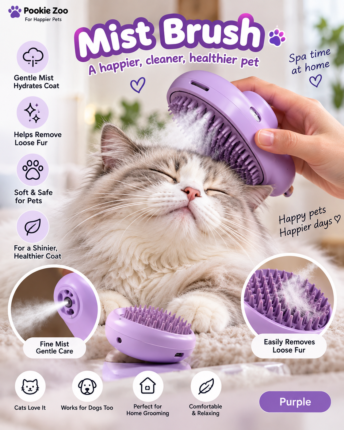 Mist Grooming Brush in Porcelain White