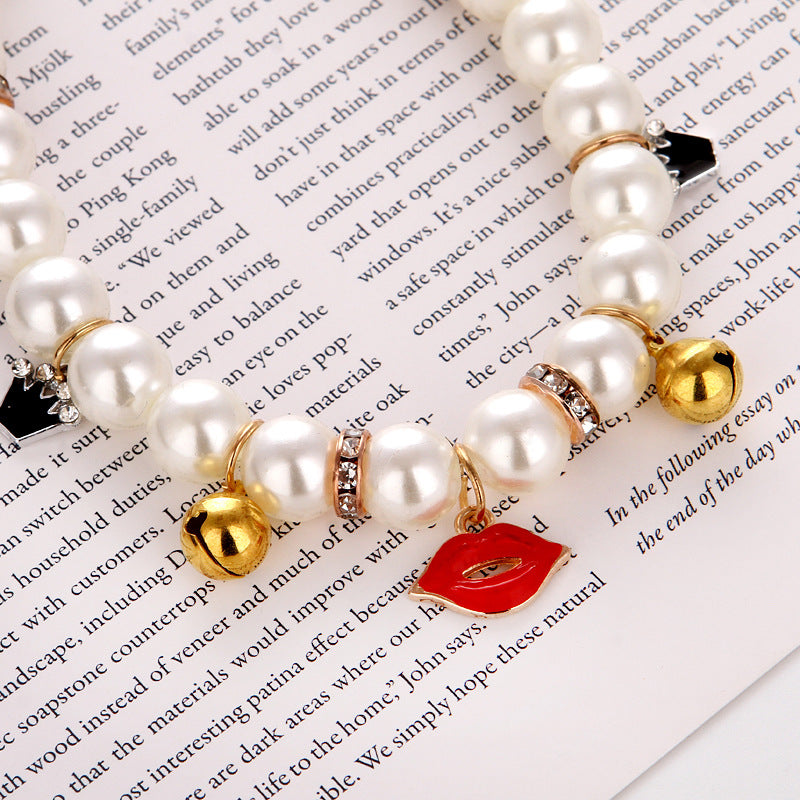 Pearl Charm Cat Collar